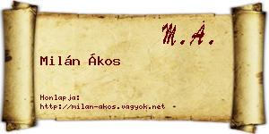 Milán Ákos névjegykártya